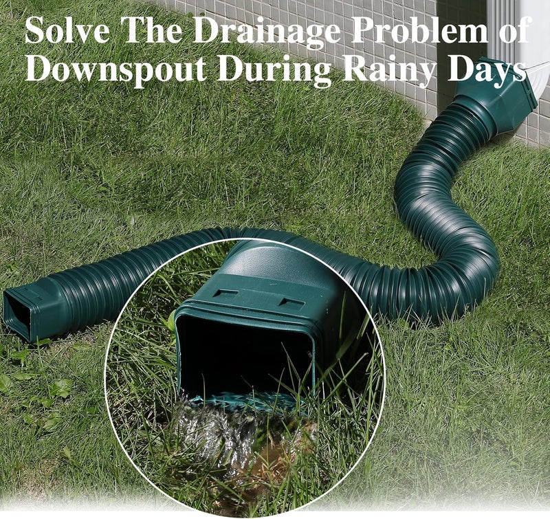 Gutterlix 1 Pack Flexible Gutter Downspout Extensions Extendable from 21" to 67", Downspout Extender Comes with Adapters, Thickened Down spout Drain Extension for Rainwater Drainage(Green) - Image 5